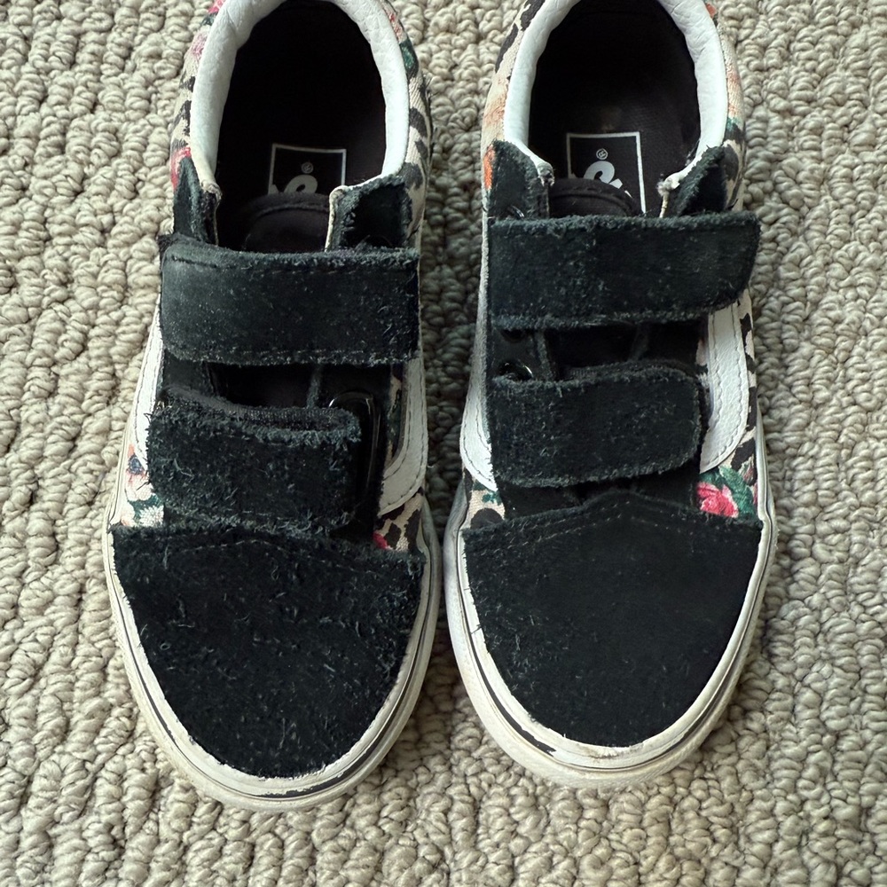 Vans Black and Floral Kids Sneakers